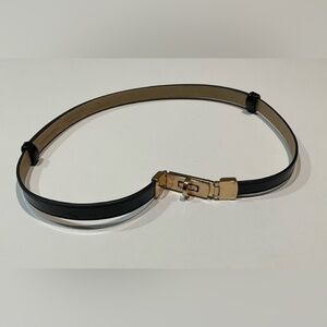 🌺Halogen Faux Black Shiny Leather 0.5” Adjustable Belt/Gold Lock, M